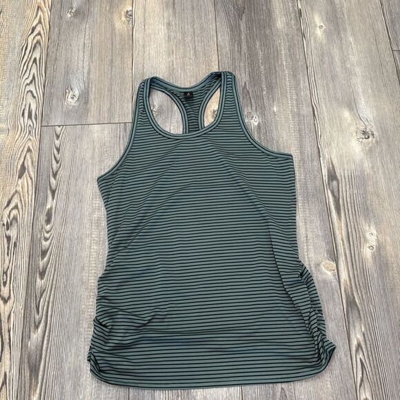 Skechers Workout Tank Top Womens size XL Green Black Ruched Sides Sleeveless - Picture 1 of 6